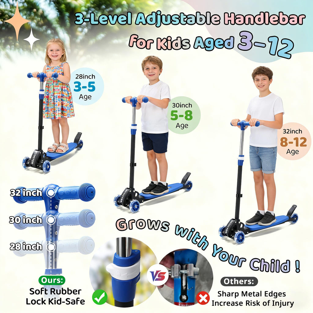 Three Wheeled Light Up Foldable Kick Scooter J3921