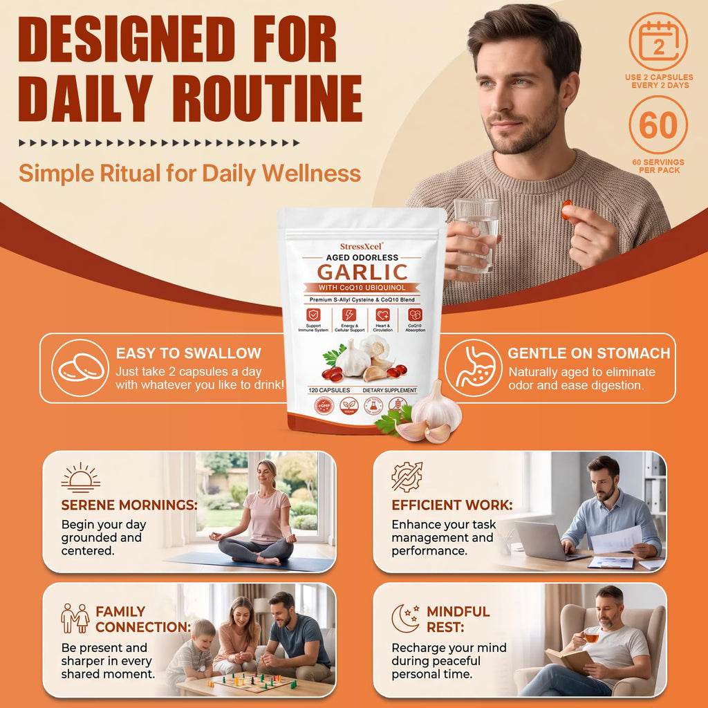 Odorless Garlic Extract Softgels with CoQ10 Ubiquinol and Vitamin K2 120 Softgels M55727