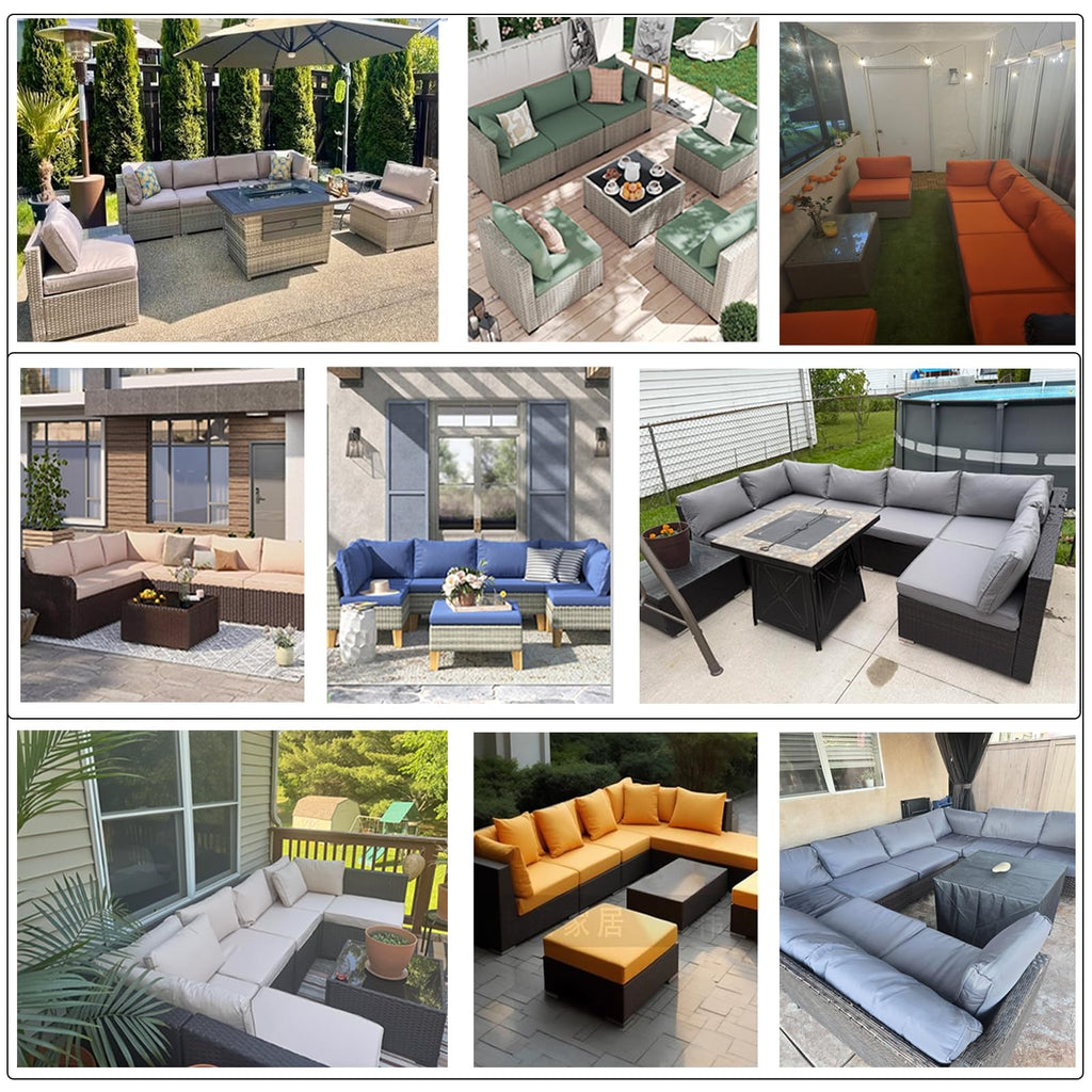 Light Blue 14-Piece Water-Repellent Outdoor Replacement Cushions Set M1375