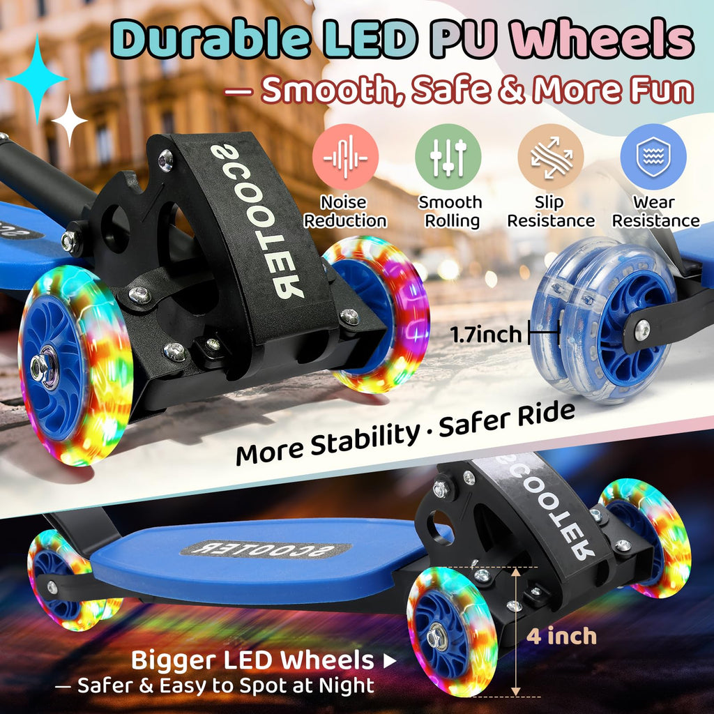 Three Wheeled Light Up Foldable Kick Scooter J3921
