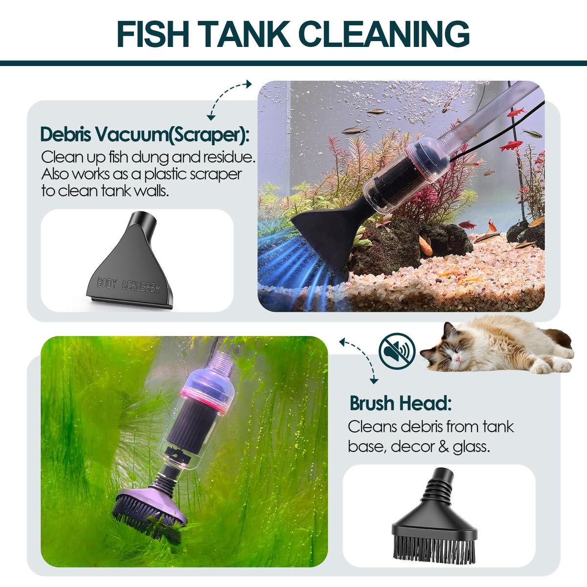 Electric Aquarium Gravel Cleaner, 528GPH Fish Tank Vacuum, 5-in-1 Sand Washer Water Changer Kit D261881