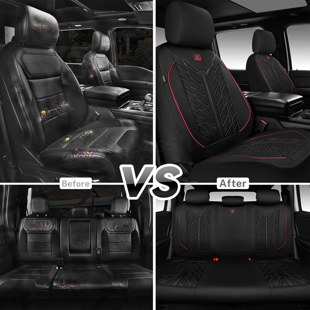 Waterproof Neoprene Car Seat Covers Full Set 5 Seats Black Red F467