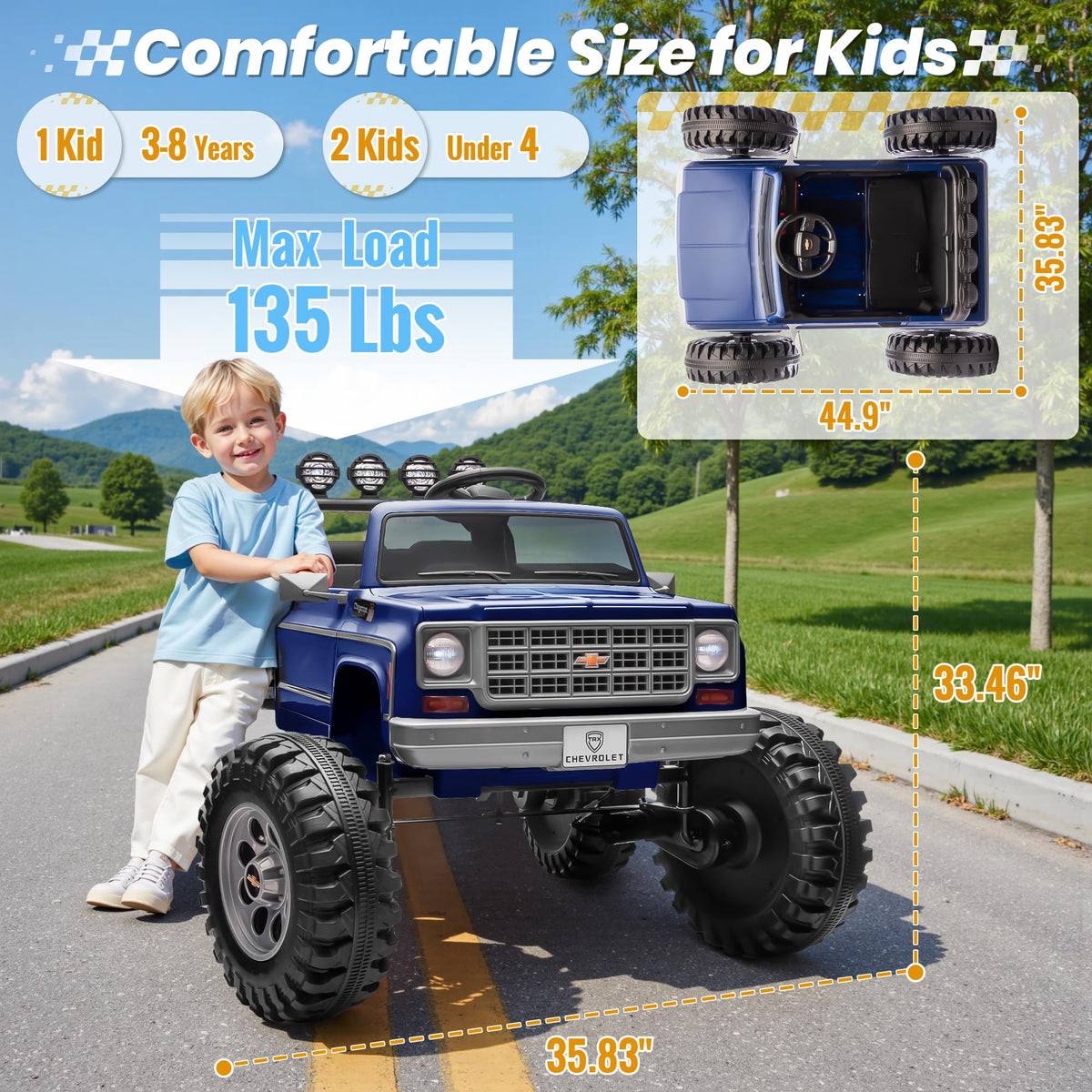 24V Blue 4WD Ride on Monster Truck Car Y398