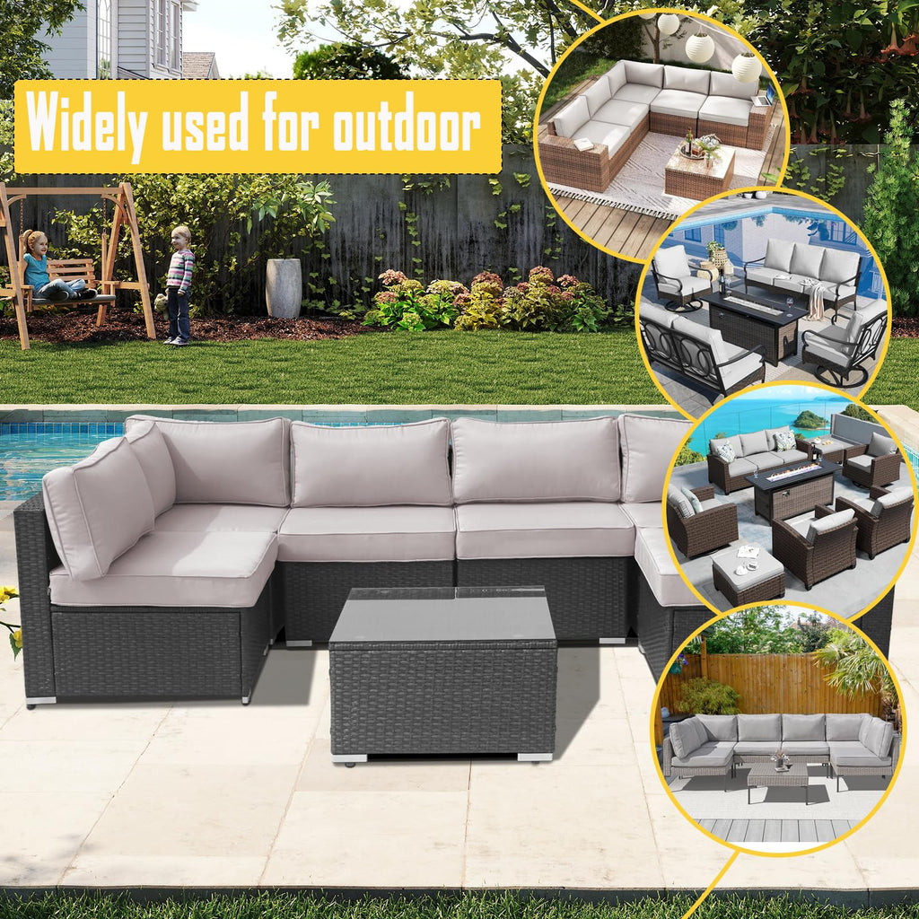 14 Piece Waterproof Outdoor Sofa Cushion Replacement with Zippers N1344