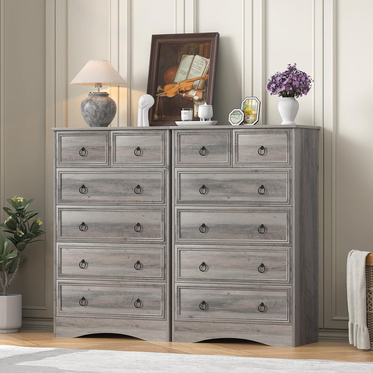 48'' Tall Grey 6 Drawer Dresser D457