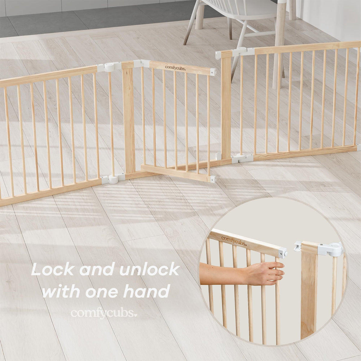 Foldable Playpen Light Wood White T68817