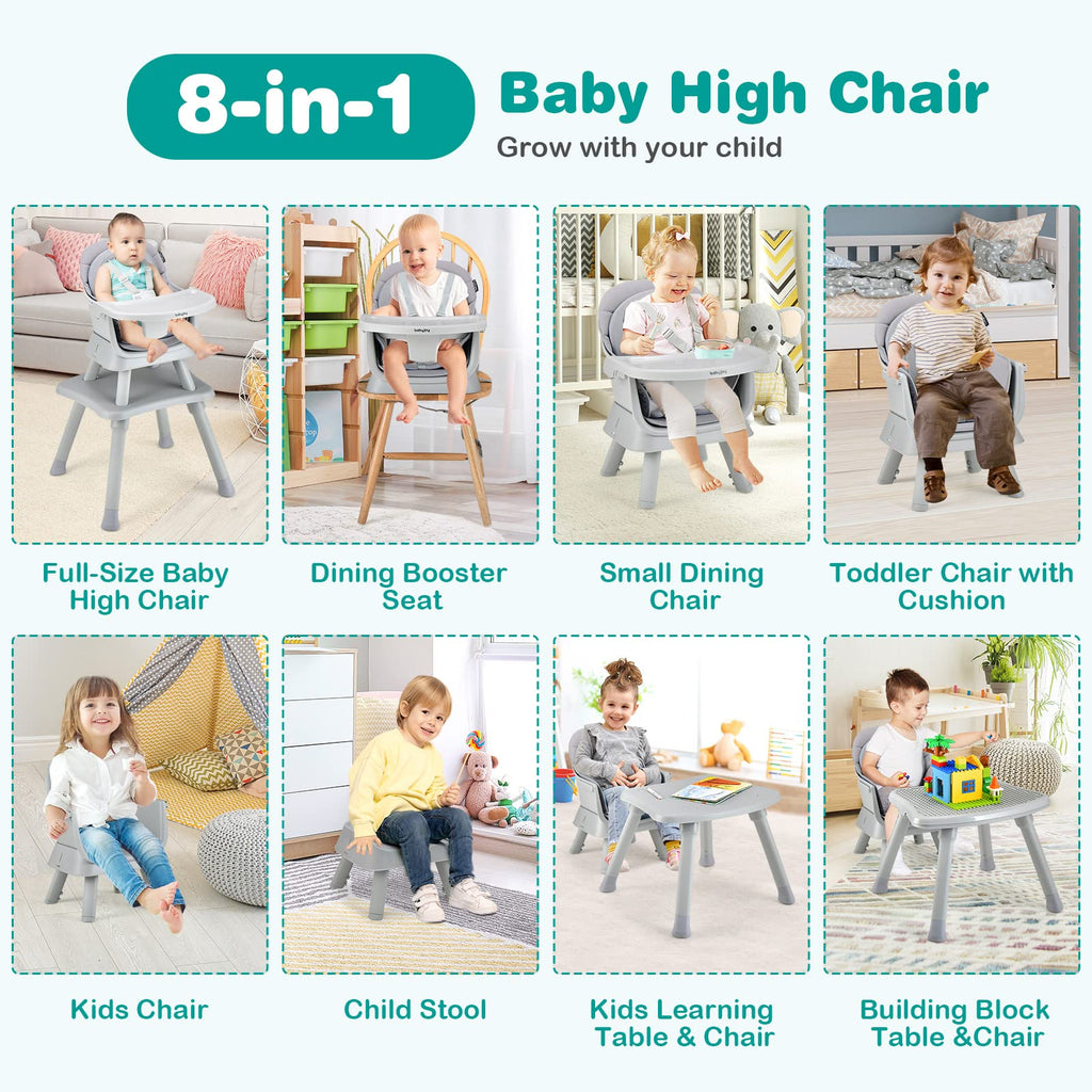 8 in 1 Convertible High Chair with Removable Tray E7157