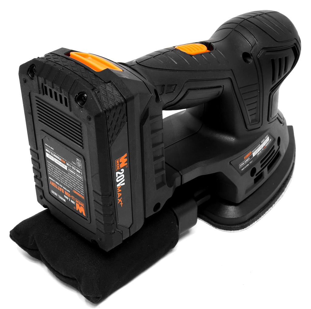 Cordless Palm Sander with 20V Max 2.0 Ah Lithium-Ion Battery and Charger C204