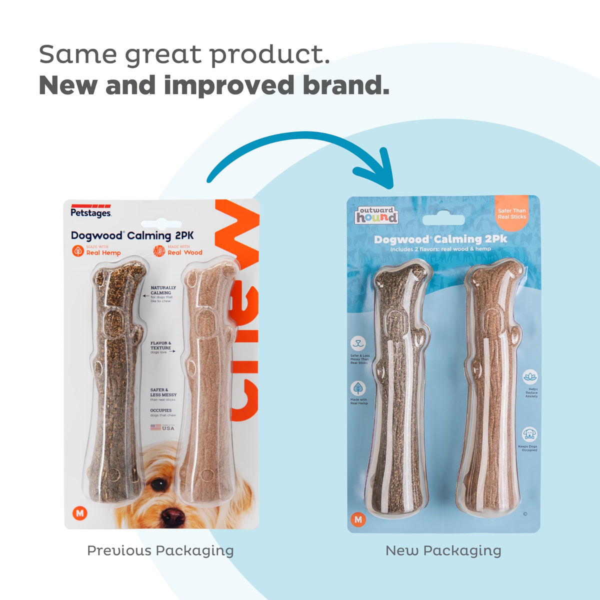 Dogwood Calming Stick Dog Chew Toy, Medium, 7.5", 2-Pack W819107