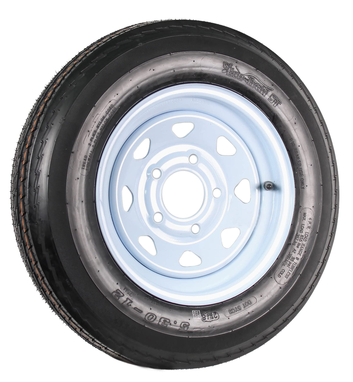 12 Inch 5 Lug Trailer Tire Rim Assembly W1606