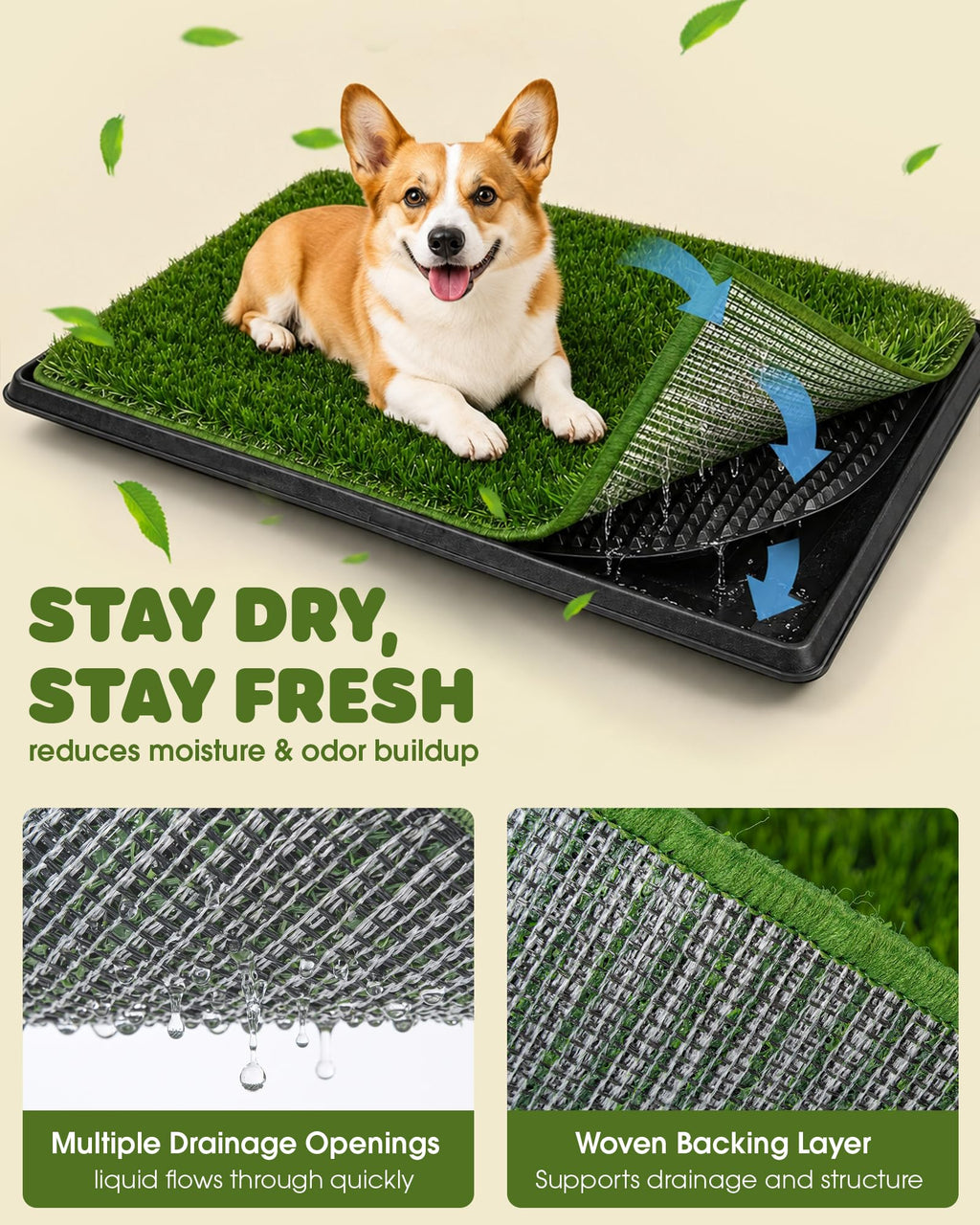 3 Layer Dog Grass Pad with Tray 30" x 20" V50995