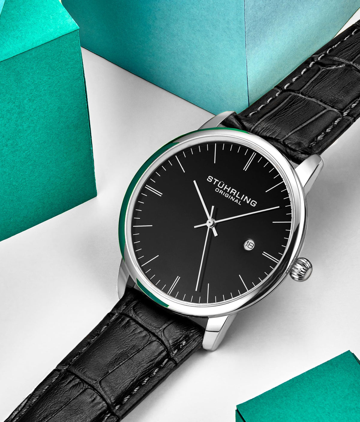 Men's 40mm Ultra Slim Leather Strap Quartz Analog Dress Watch M577