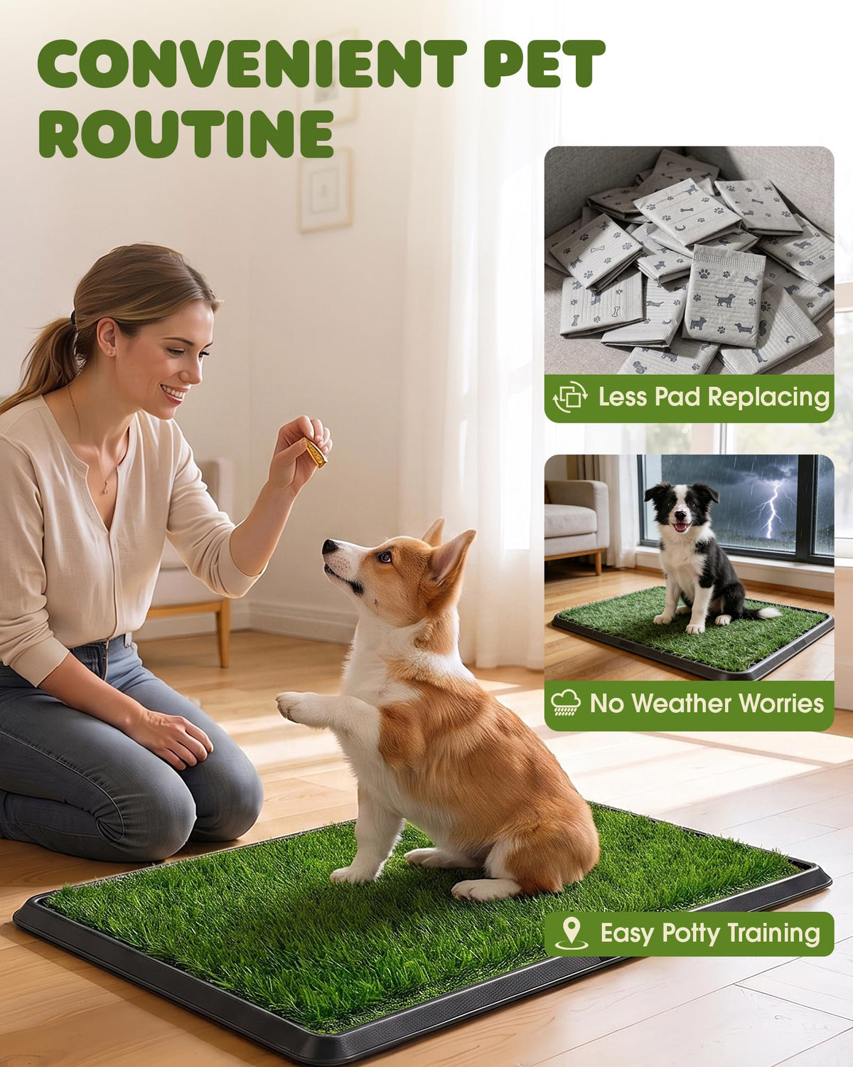 3 Layer Dog Grass Pad with Tray 30" x 20" V50995