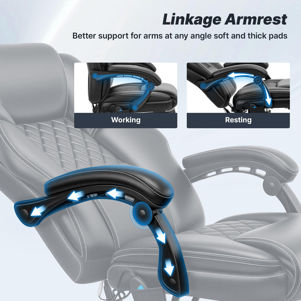 Massage Office Chair with Footrest, Heat and 160° Recline S2693