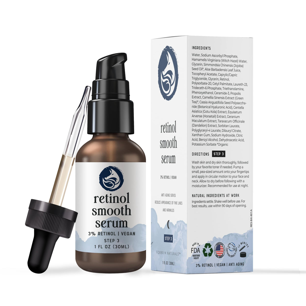 3% Retinol Anti Aging Night Serum with Hyaluronic Acid & Jojoba Oil 1oz N482980