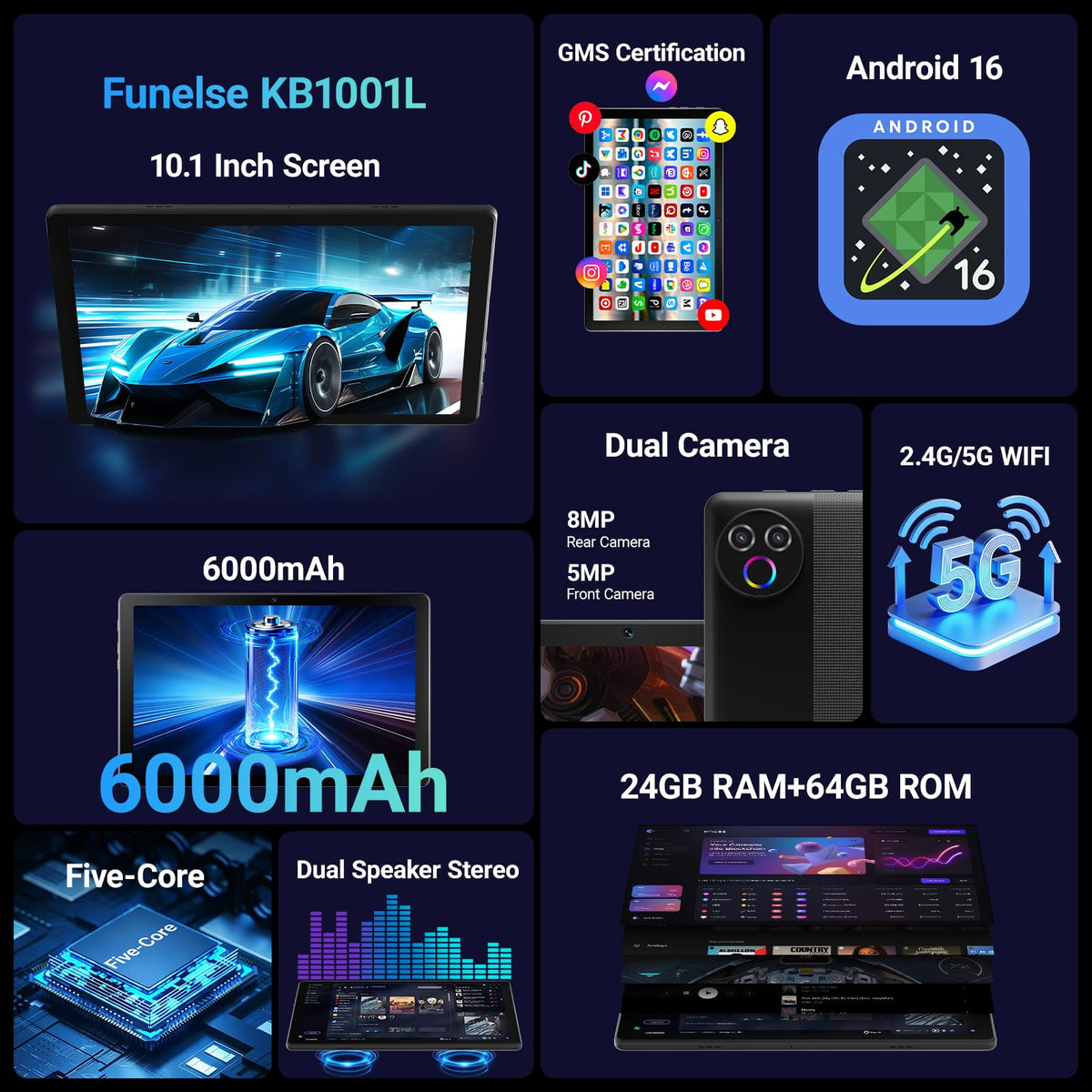 Android 16 Tablet with Keyboard F21262