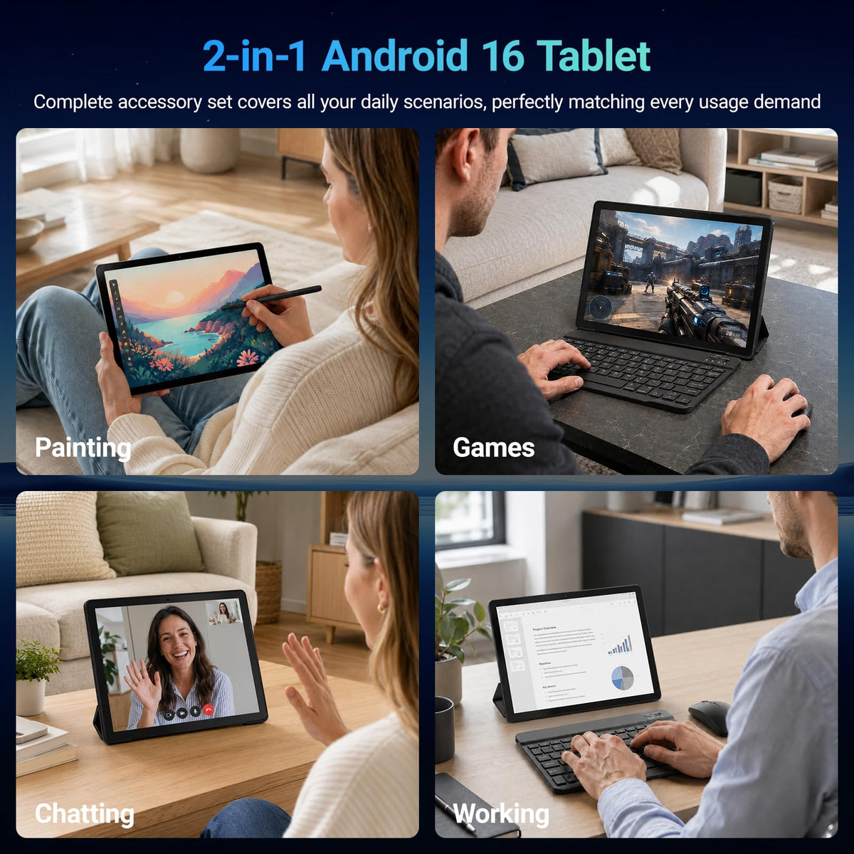Android 16 Tablet with Keyboard F21262