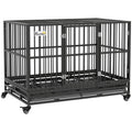 48" Heavy Duty Metal Dog Crate with Lockable Wheels Q955974