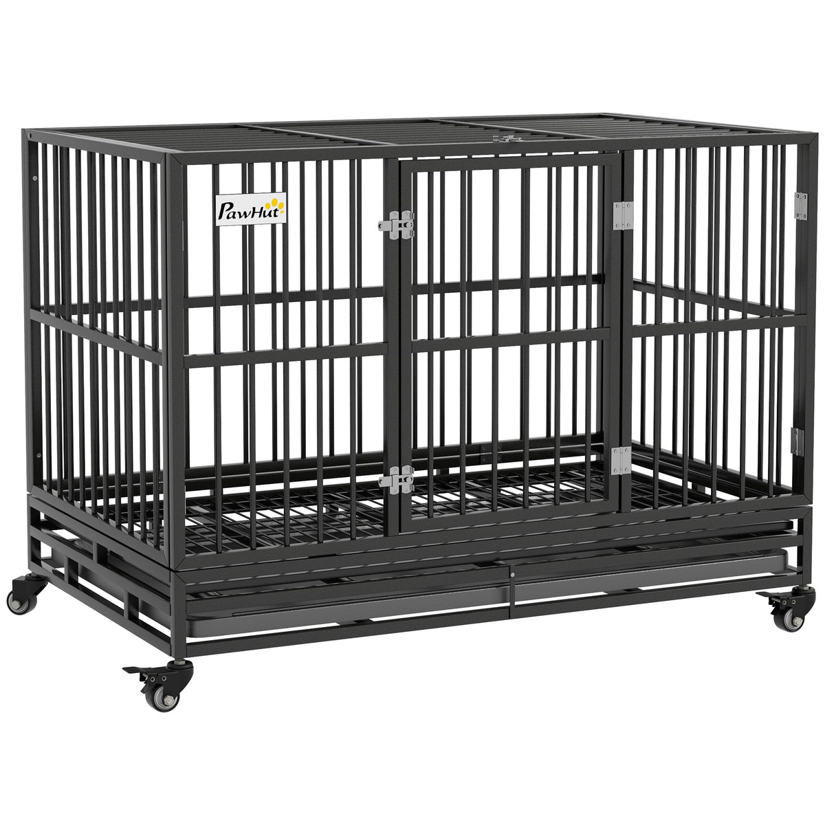 48" Heavy Duty Metal Dog Crate with Lockable Wheels Q955974