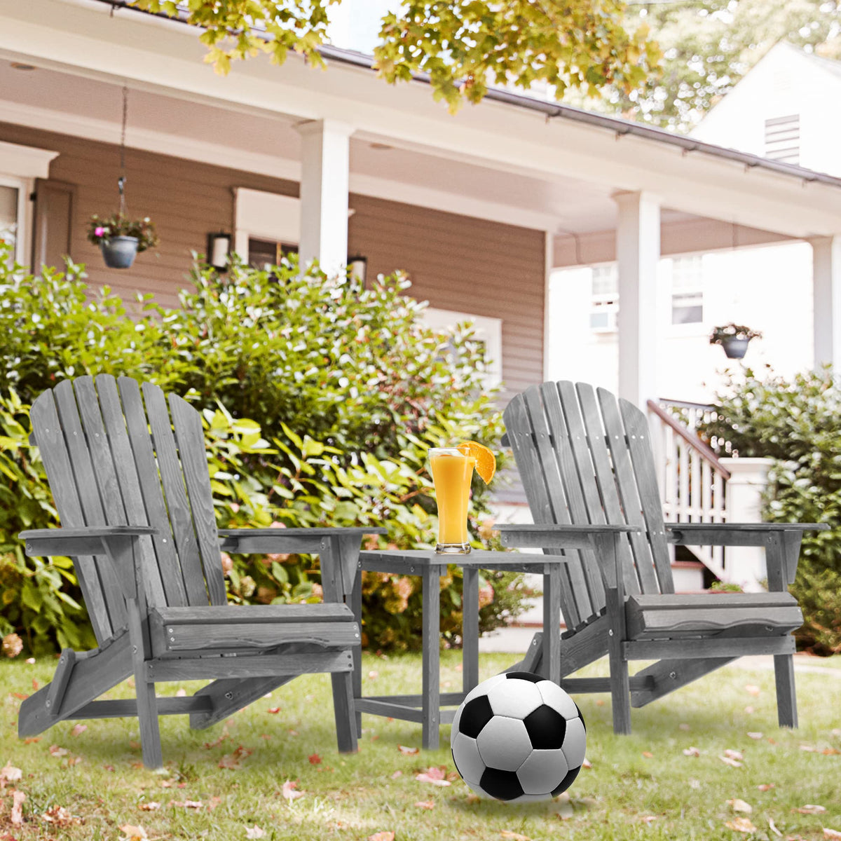 Wooden Folding Adirondack Chair Set of 2 Solid Cedar R892955