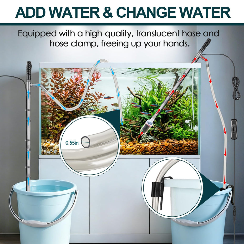 Electric Aquarium Gravel Cleaner, 528GPH Fish Tank Vacuum, 5-in-1 Sand Washer Water Changer Kit D261881