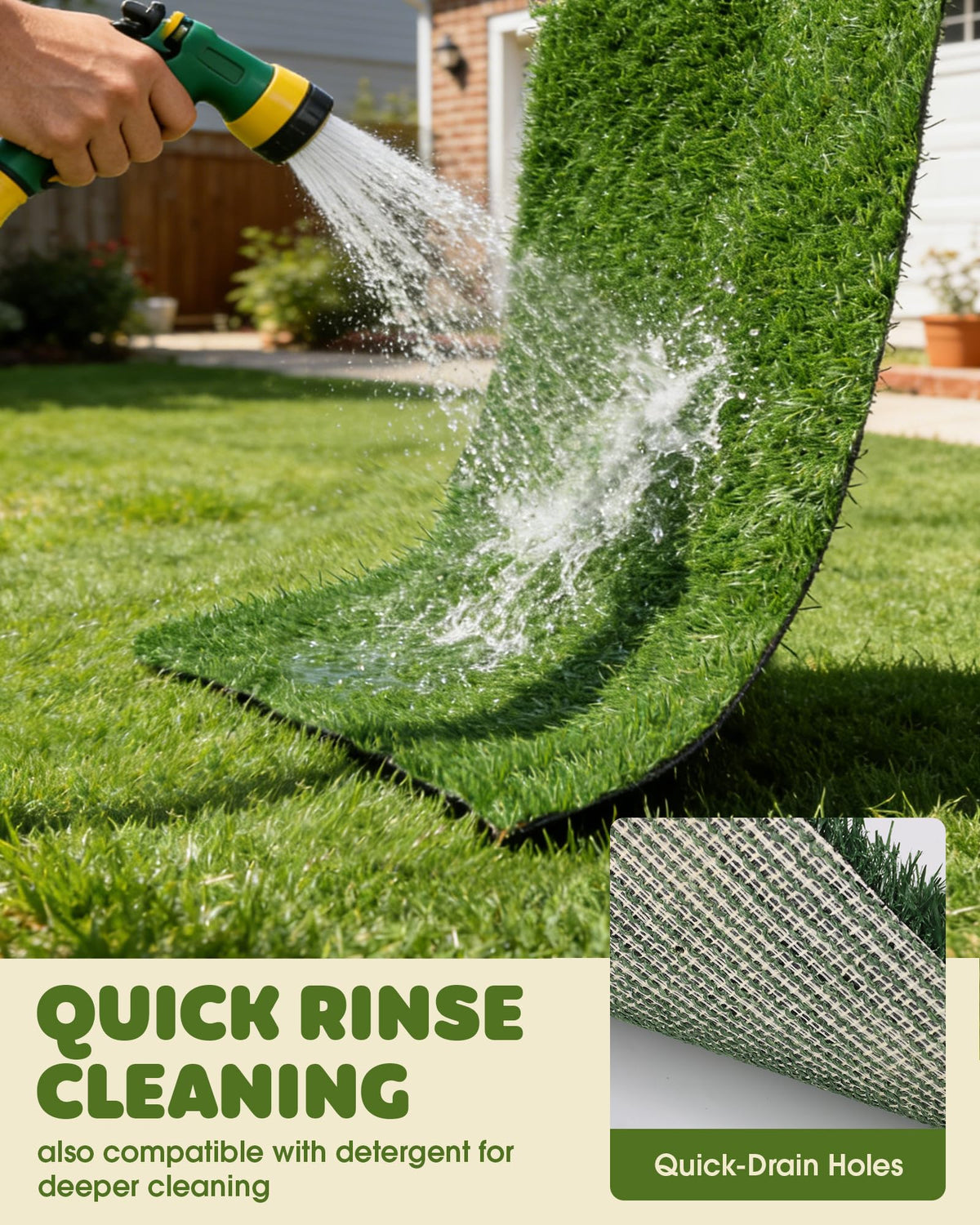 Grass Pad for Dogs Potty, 3-Layer Reusable, Washable, 30 x 20 in Q486154