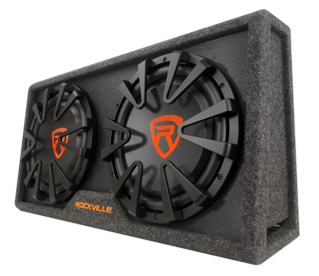Dual 12" Slim Vented Powered Car Subwoofer Enclosure B10974