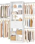 Small Closet System with 2 Wooden Drawers & 5 Hanging Rods, White B79427