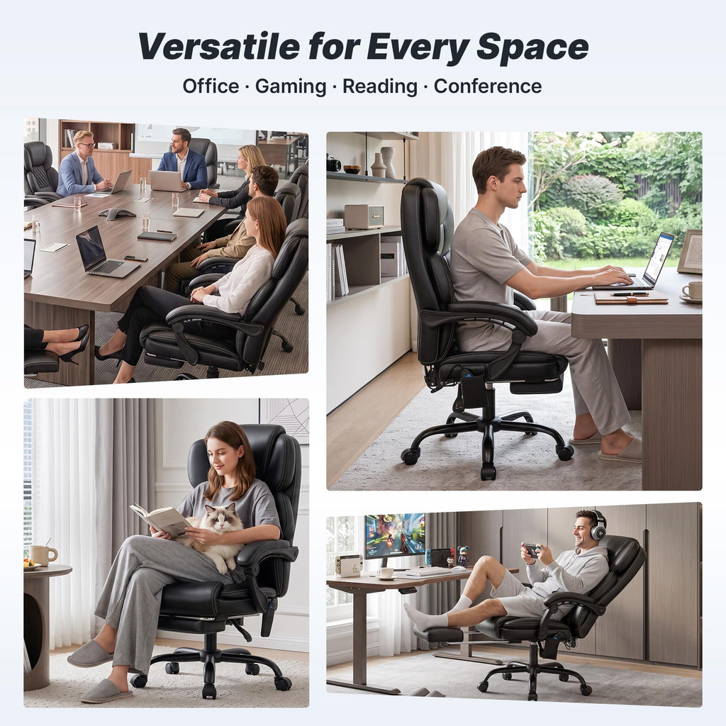 Massage Office Chair with Footrest, Heat and 160° Recline S2693
