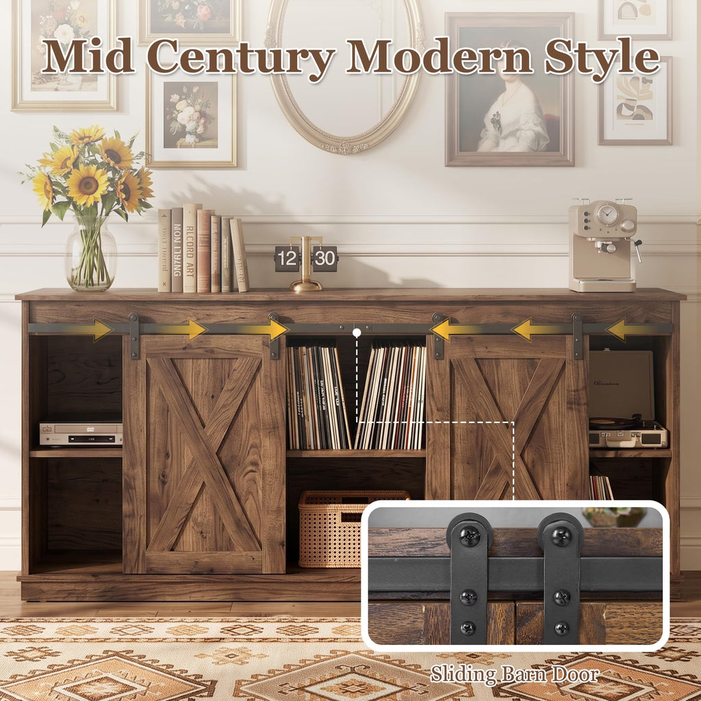 65 Inch Rustic Brown Farmhouse TV Stand D429