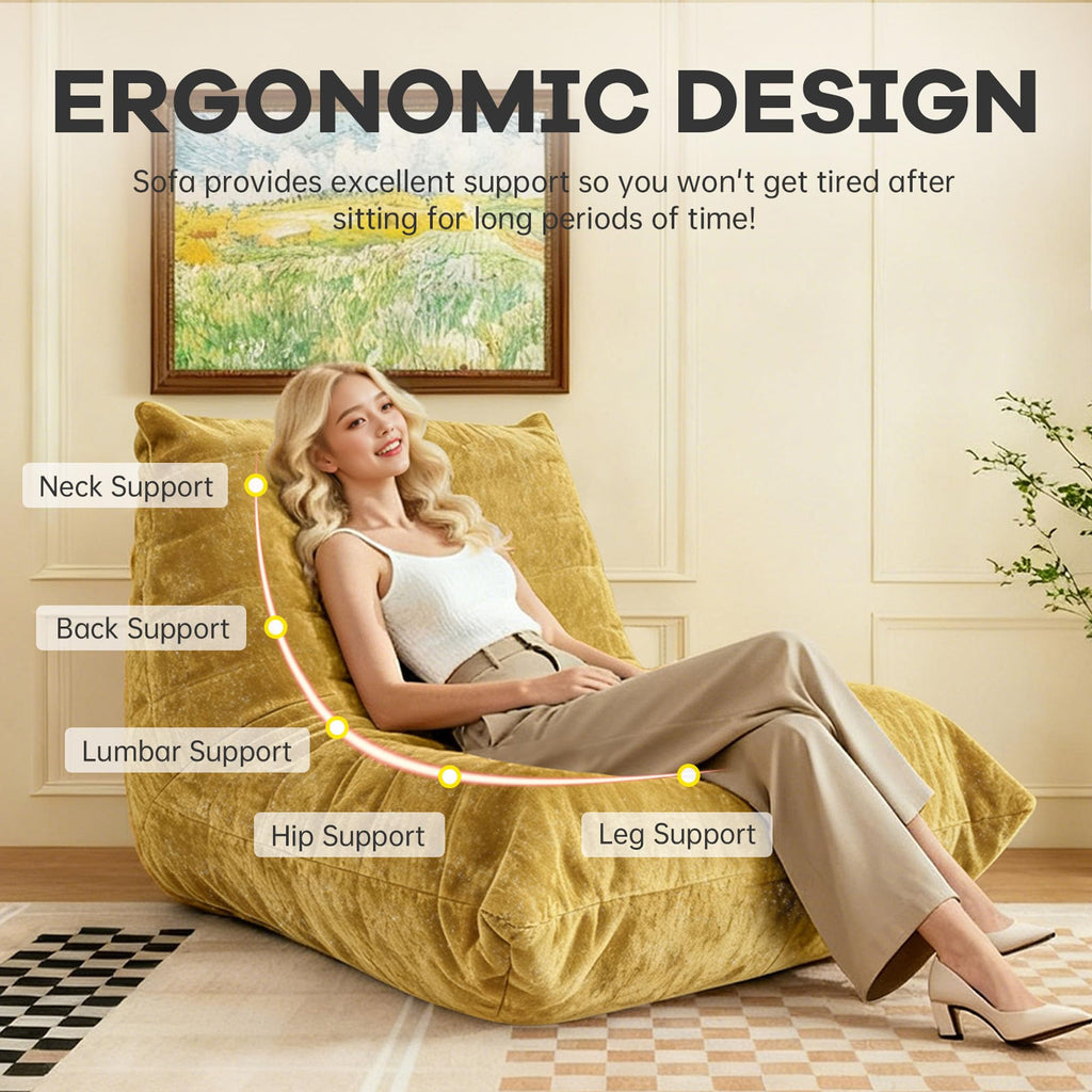 Yellow Bean Bag Chair with Memory Foam E40182