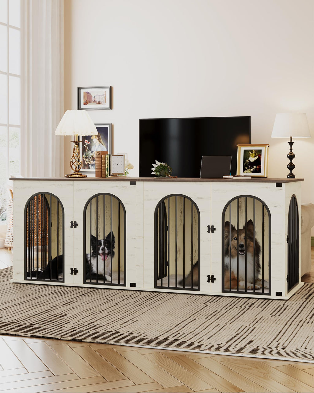 Double Dog Crate Furniture with Cushion Q54700