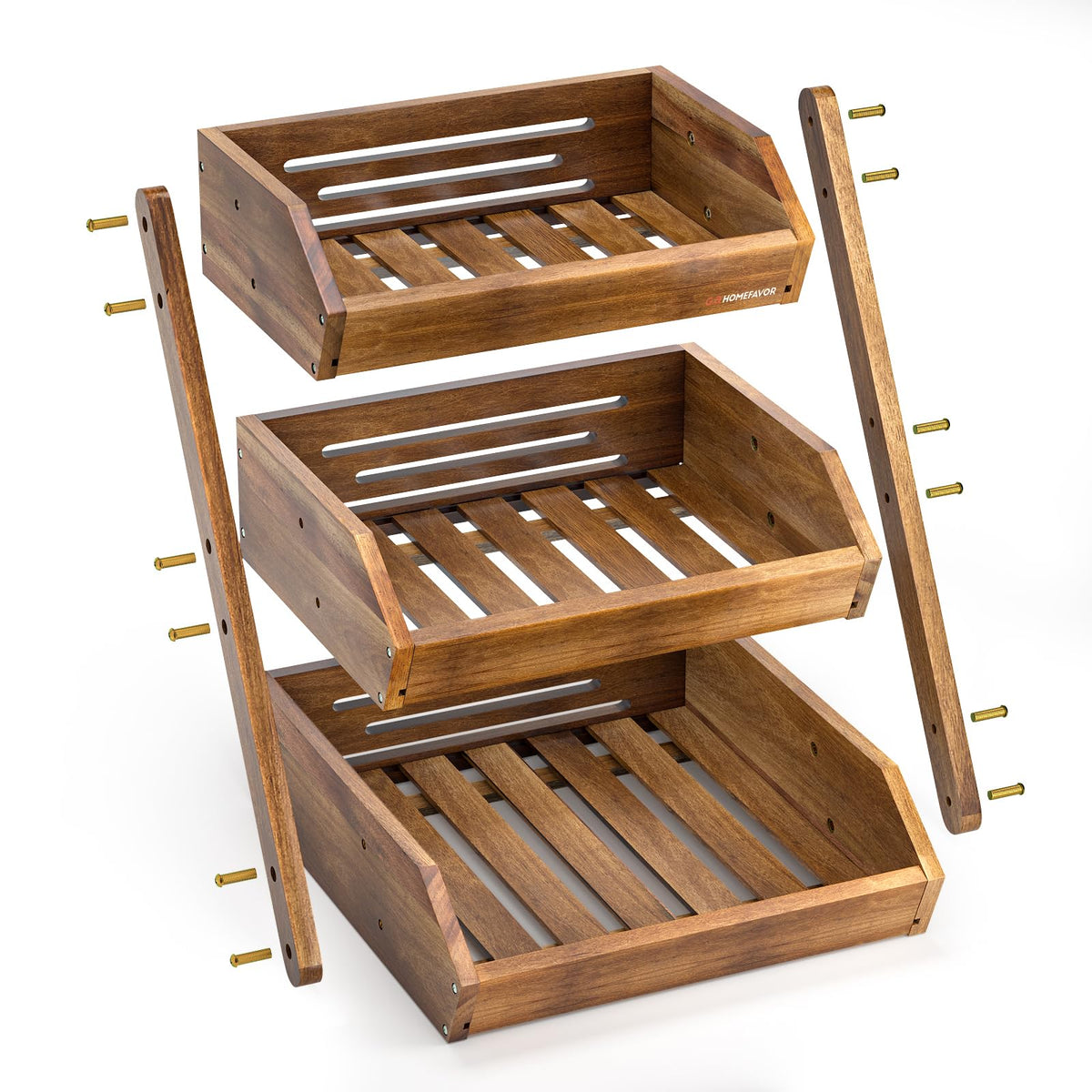 3-Tier Acacia Wood Fruit Basket U285918