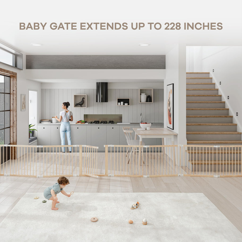 Foldable Playpen Light Wood White T68817