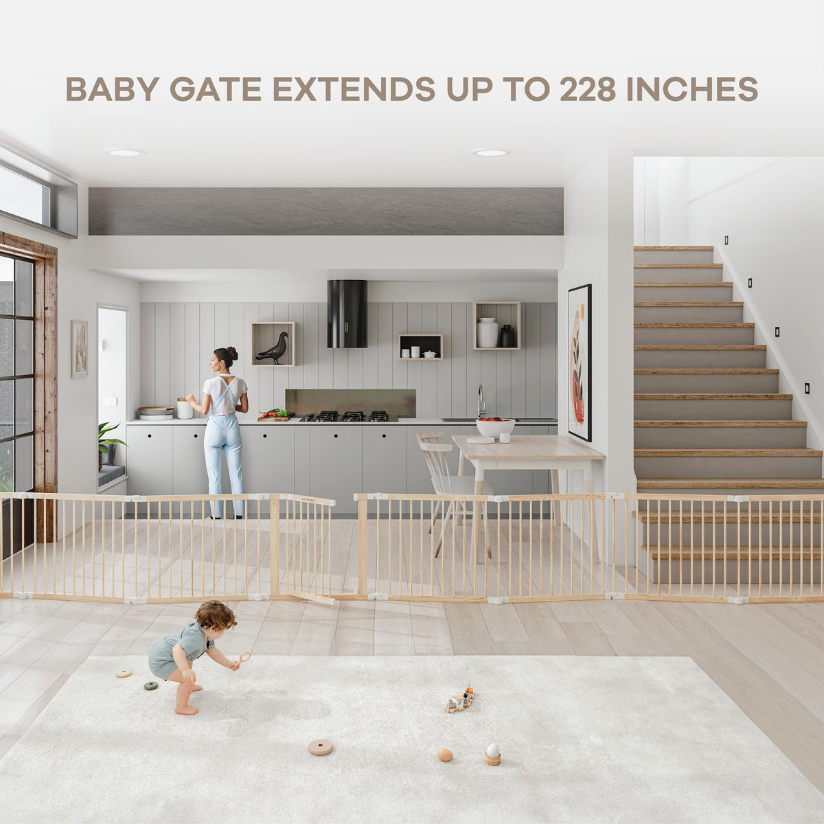 Foldable Playpen Light Wood White T68817