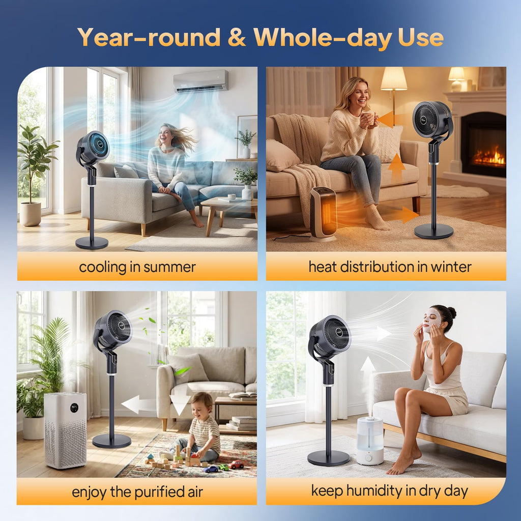 3-in-1 Pedestal Tabletop Fan with Remote Grey 2-Pack I73715