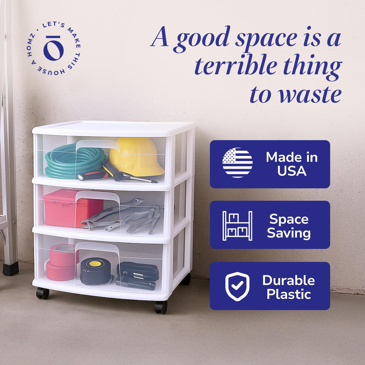 3-Tier Storage Cart with Removable Wheels D29235