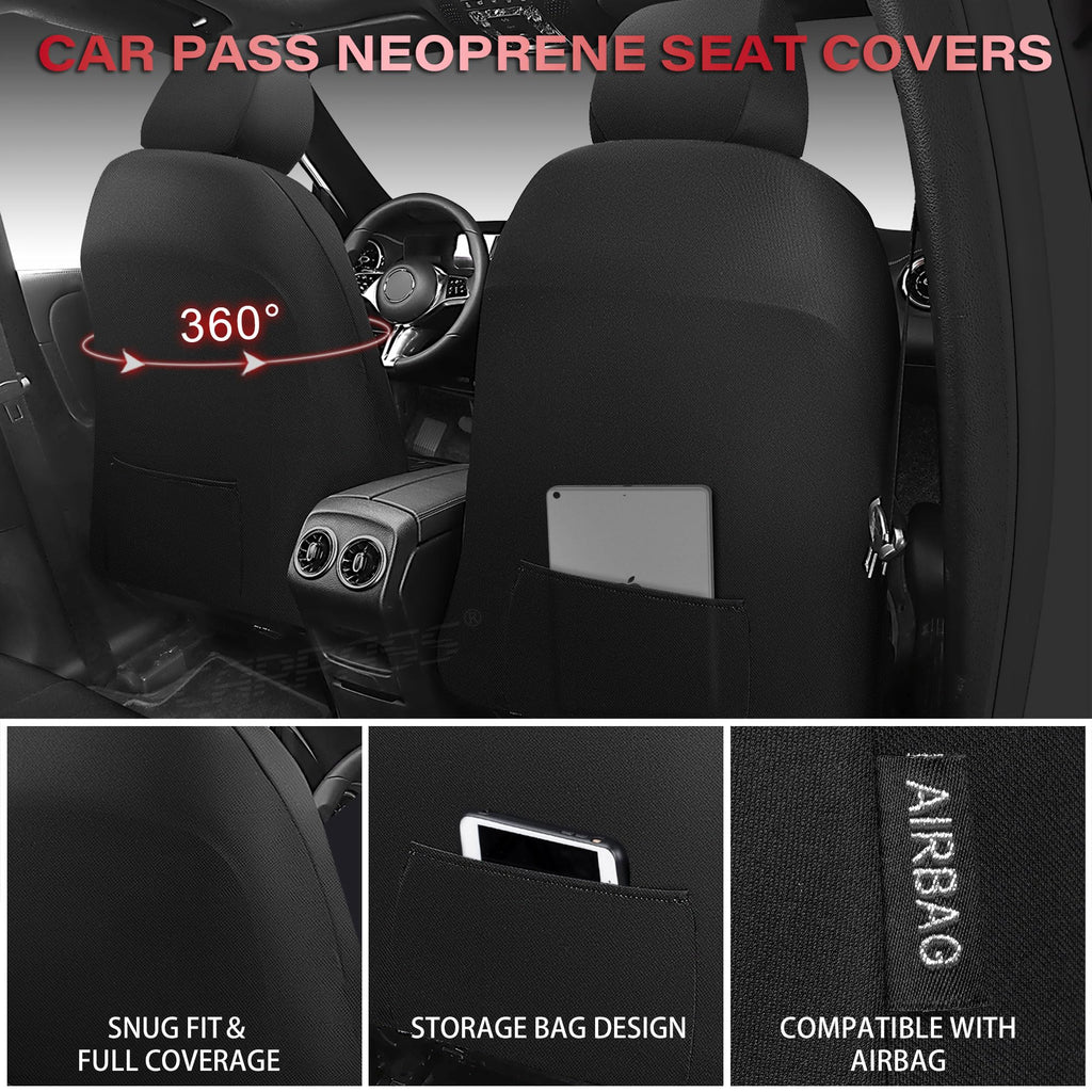 Waterproof Neoprene Car Seat Covers Full Set 5 Seats Black Red F467