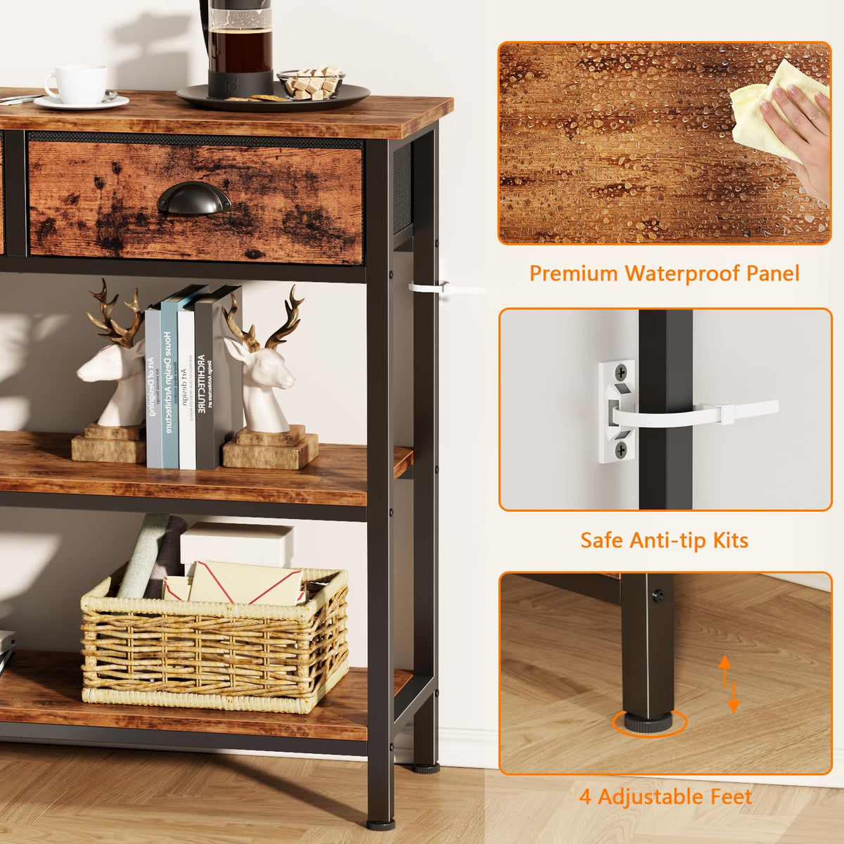 47" Console Table with 3 Drawers D65701