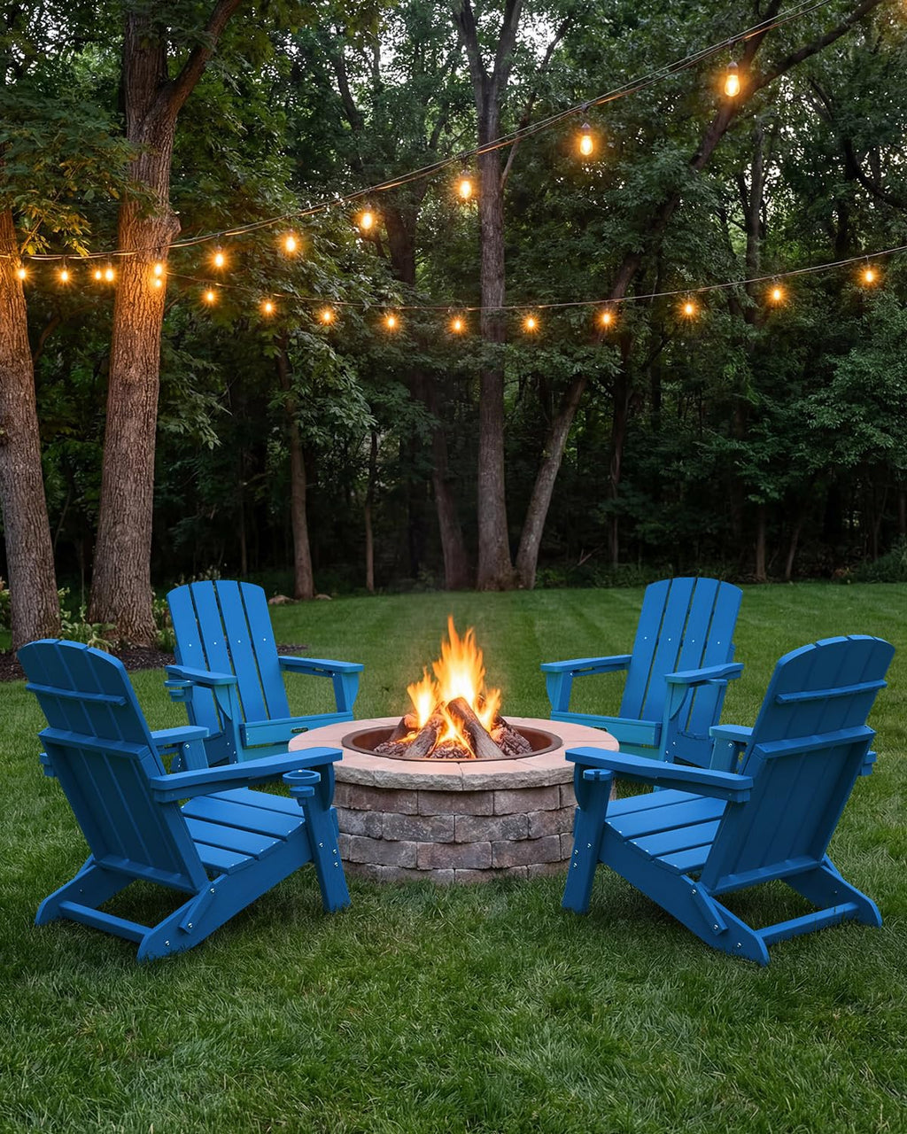 Folding Adirondack Chair with 2 Cup Holders N5573