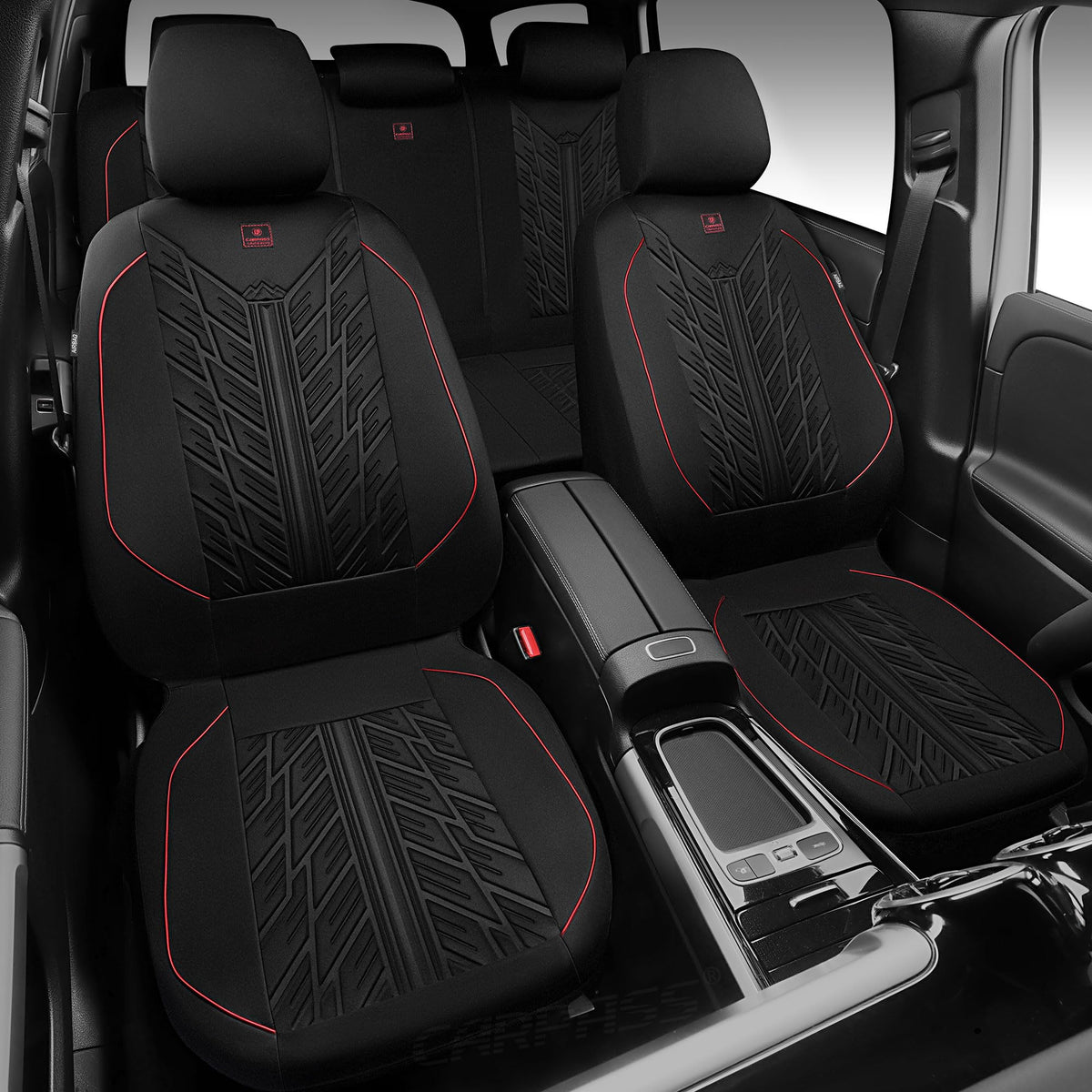 Waterproof Neoprene Car Seat Covers Full Set 5 Seats Black Red F467