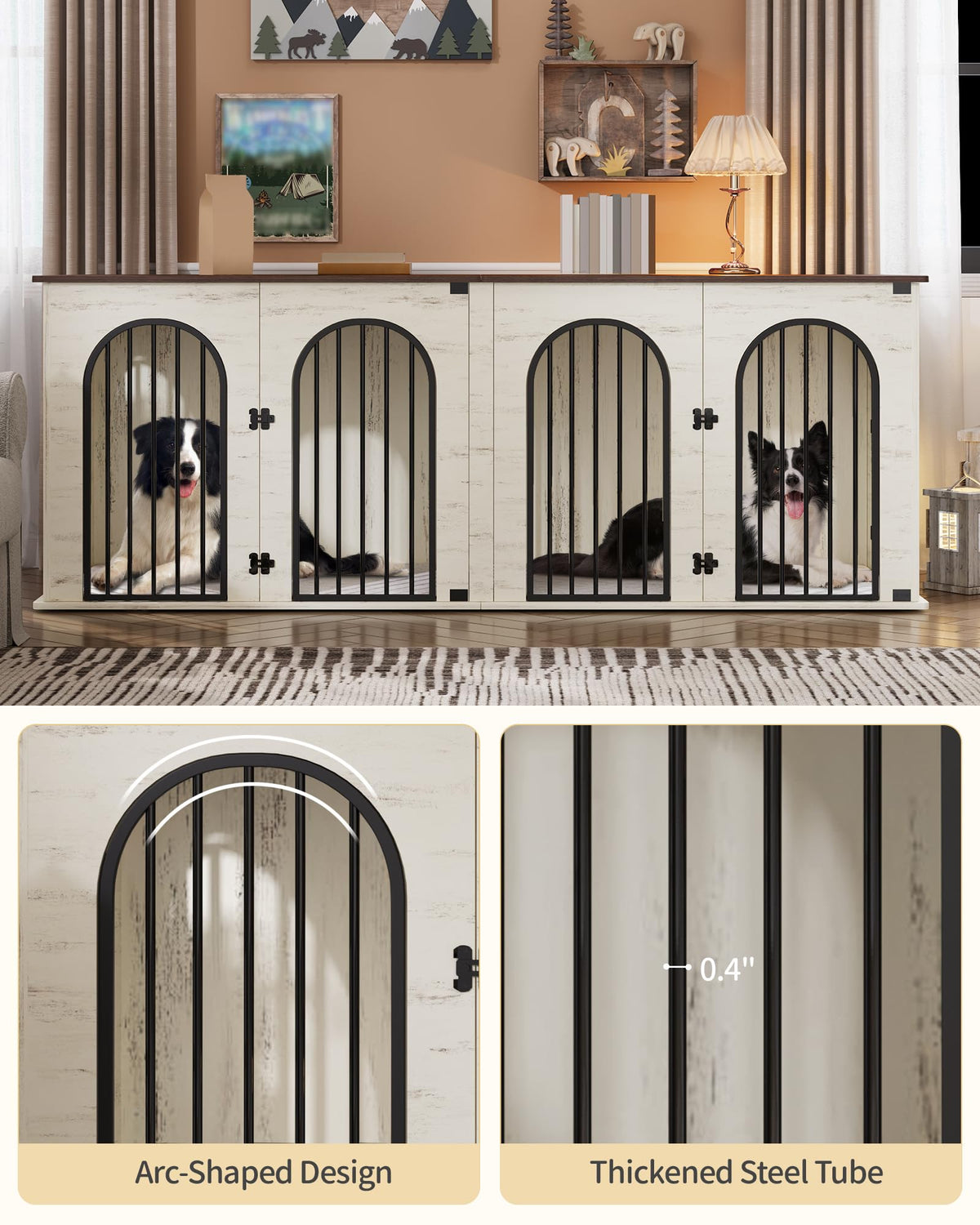 Double Dog Crate Furniture with Cushion Q54700