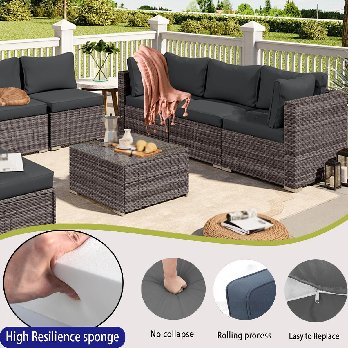 Light Blue 14-Piece Water-Repellent Outdoor Replacement Cushions Set M1375