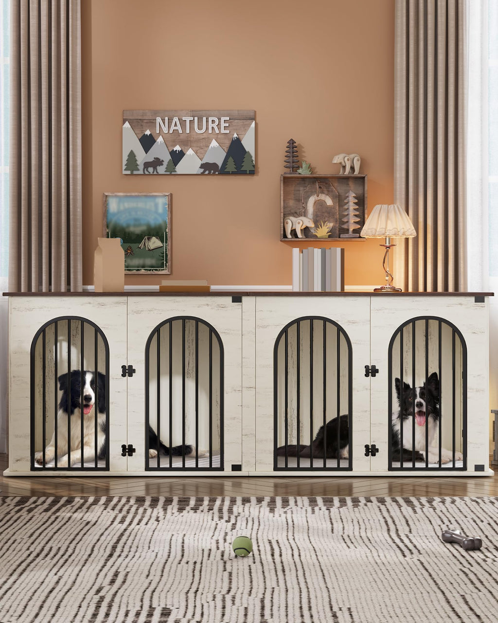 Double Dog Crate Furniture with Cushion Q54700