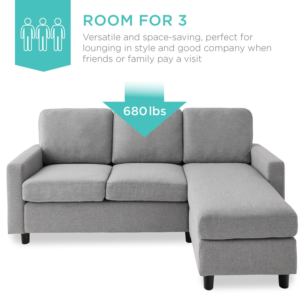 Light Gray Upholstered Sectional Sofa with Chaise M218473