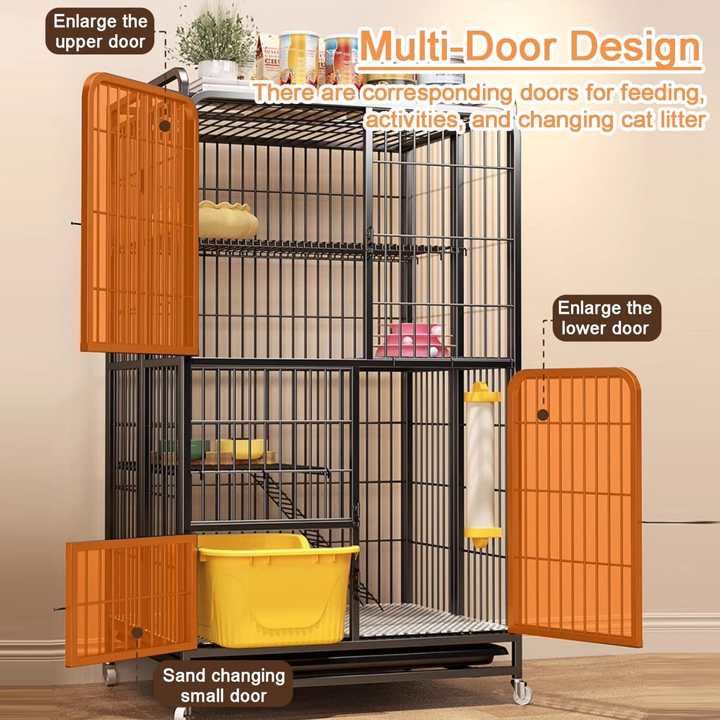 Foldable 4-Tier Indoor Cat Enclosure with Hammock E48667