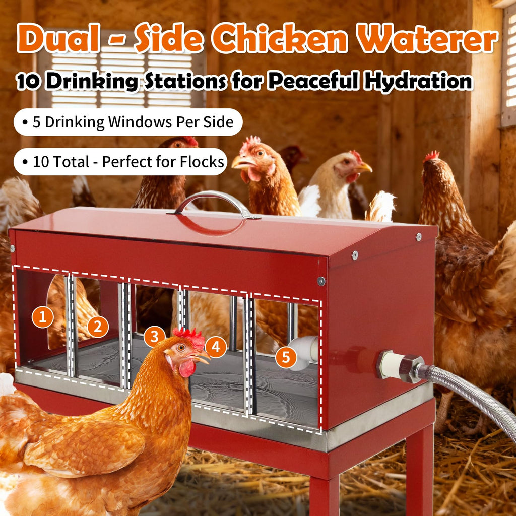 Automatic Stainless Steel Poultry Waterer with Float Valve W134253