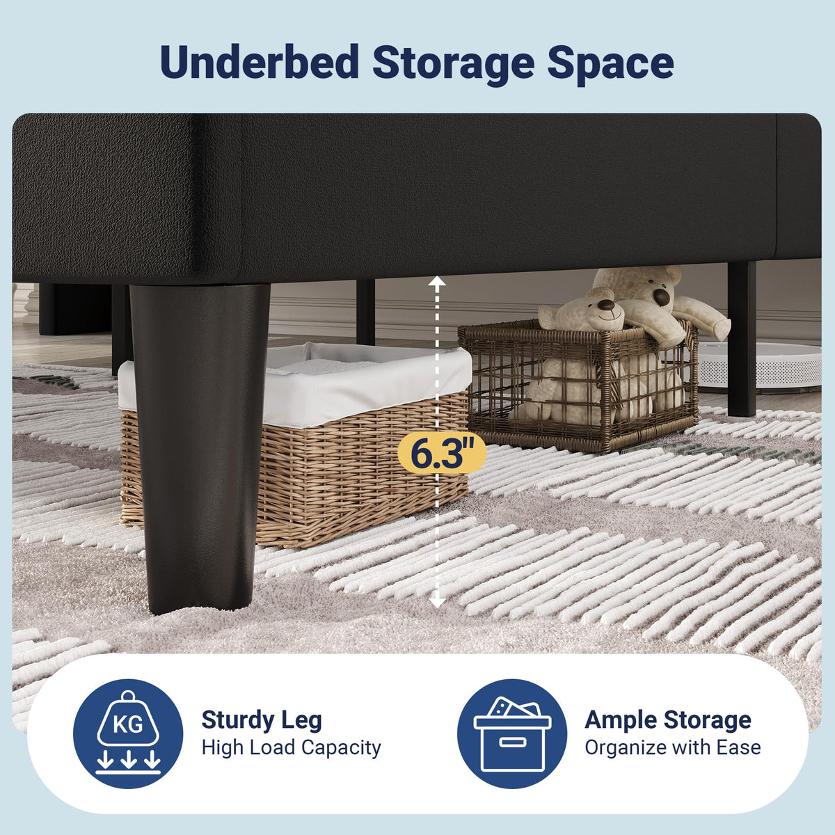 Queen Size Black Velvet Bed Frame with Charging and Shelf W5271