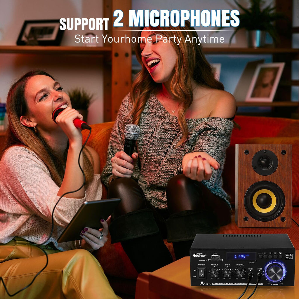 400W 2 Channel Bluetooth 5.0 Stereo Audio Amplifier V196
