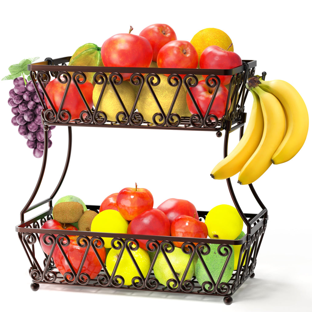 2-Tier Countertop Fruit Basket Bowl Storage K812